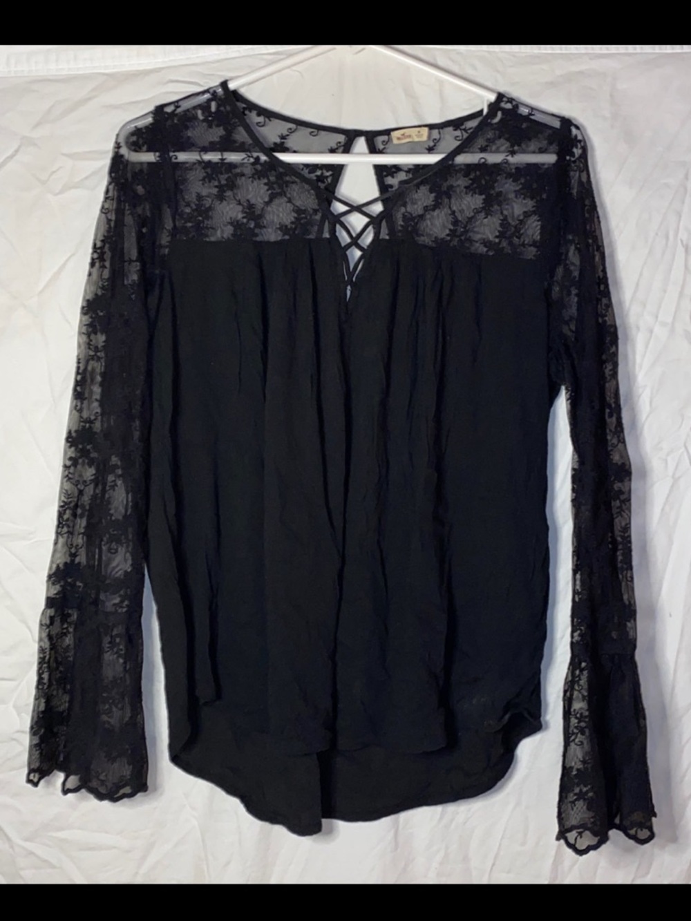 Hollister Black Lace Long-Sleeve Blouse